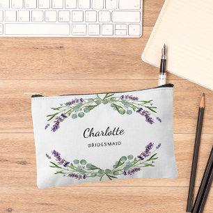 Lavender flowers greenery bridesmaid accessory pouch