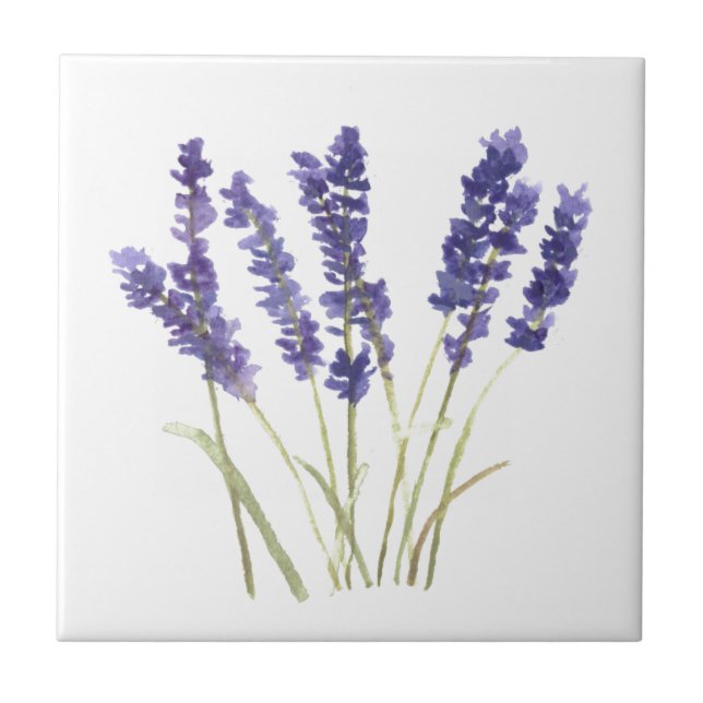 Lavender flowers herbs rustic purple watercolor ce tile (Front)