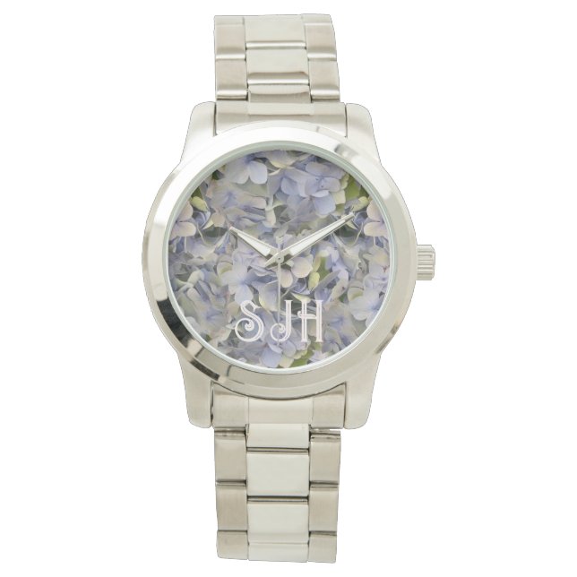 Lavender Flowers Hydrangea Face Watch (Front)