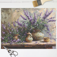 Lavender Flowers in Clay Pots Decoupage