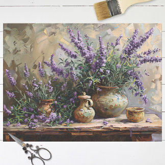 Lavender Flowers in Clay Pots Decoupage Tissue Paper