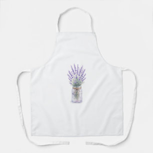 Lavender Flowers in Mason Jar Watercolor Apron Des