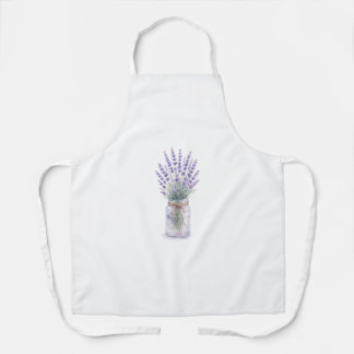 Lavender Flowers in Mason Jar Watercolor Apron Des