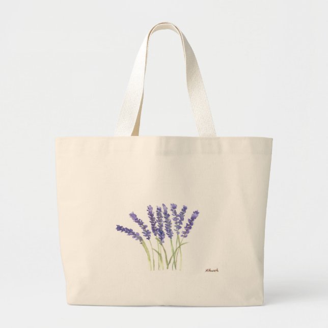Lavender flowers large tote bag (Front)