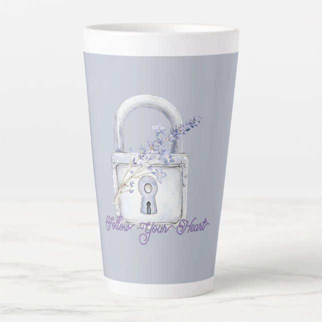 Lavender Flowers Lock Latte Mug (Front)