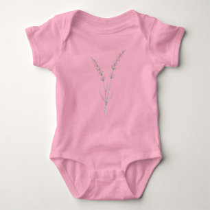 Lavender flowers - Minimalist Fine Line Baby Bodysuit