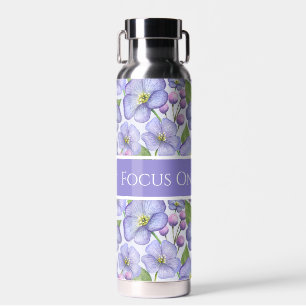 Lavender Flowers Motivational Personalise Text Water Bottle