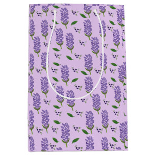 Lavender Flowers on a violet background Medium Gift Bag