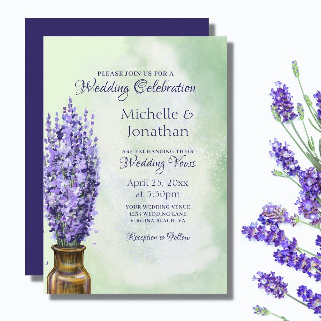 Lavender Flowers on Sage Green Floral Wedding Invitation (Creator Uploaded)