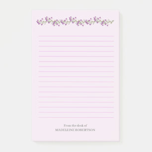 Lavender Flowers Personalised with Name Post-it N Notes