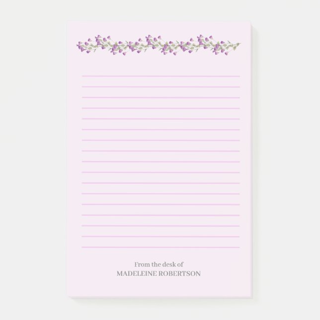 Lavender Flowers Personalized with Name Post-it N Post-it Notes (Front)
