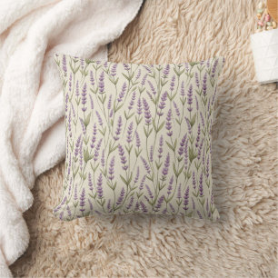 Lavender Flowers Print Throw Pillow