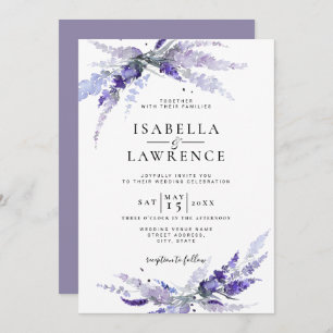 Lavender Flowers Provence Floral Lilac Wedding Invitation