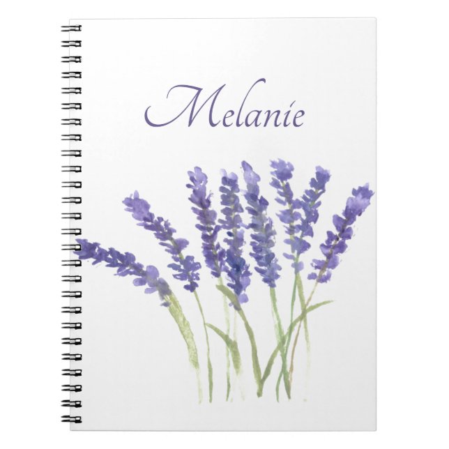 Lavender flowers Purple Floral Herbs Watercolor  Notebook (Front)