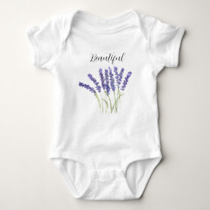 Lavender flowers Purple Floral Watercolor Cute Baby Bodysuit