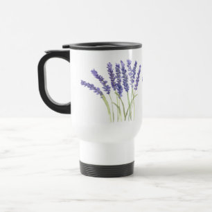 Lavender flowers Purple Floral Watercolor Travel Mug