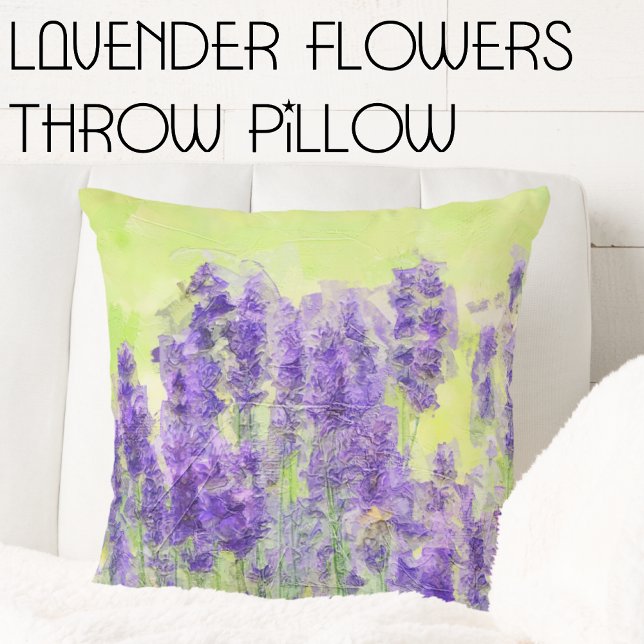 Lavender Flowers Purple Lilac Floral Cushion (lavender Flowers Square Throw Pillow. Spring and Easter Decor inspiration.)