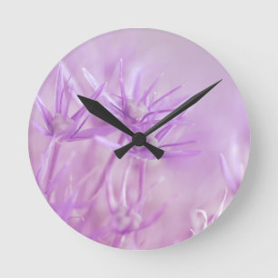 Lavender Flowers Purple Round Clock
