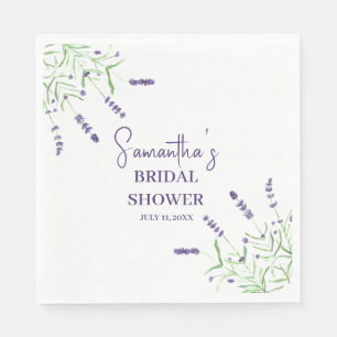 Lavender flowers Purple Watercolor Bridal Shower Napkin
