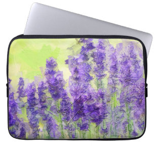 Lavender Flowers Purple Watercolor Floral Laptop Sleeve