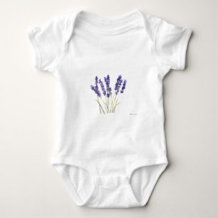 Lavender flowers purple watercolor floral nature baby bodysuit