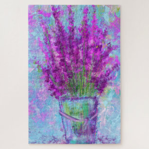 Lavender Flowers - Spring - Abstract Art Painting Jigsaw Puzzle