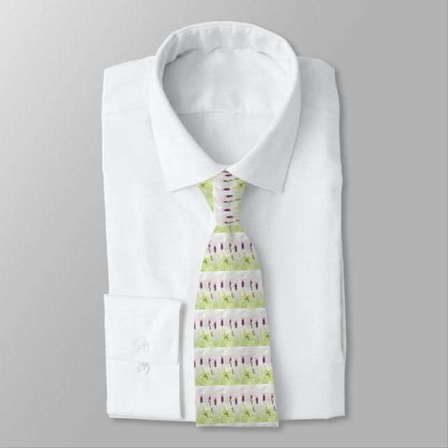 Lavender Flowers Tie (Tied)
