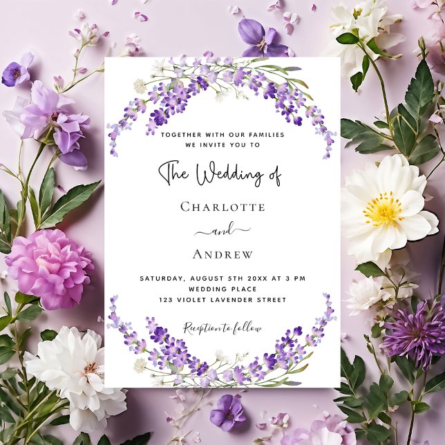 Lavender flowers violet wedding  invitation (Creator Uploaded)