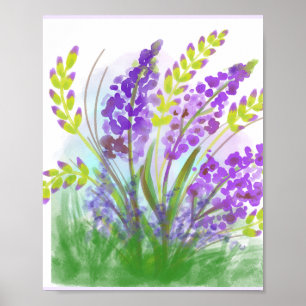 Lavender Flowers Watercolor Art Print Botanical