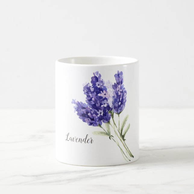 Lavender Flowers Watercolor Coffee Mug (Center)
