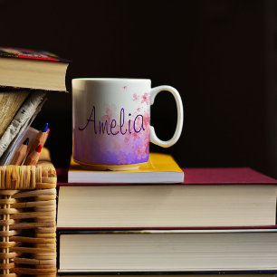 Lavender flowers watercolor coffee mug