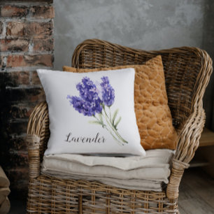 Lavender Flowers Watercolor Cushion