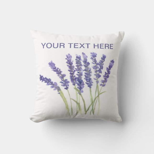 Lavender flowers watercolor herbs purple chic thro cushion (Front)