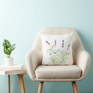 Lavender flowers watercolor herbs purple elegant  cushion