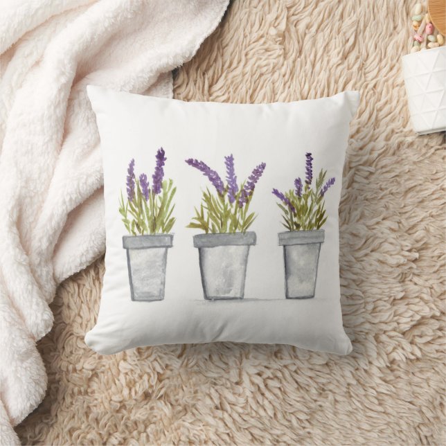 Lavender flowers watercolor herbs purple elegant t cushion (Blanket)