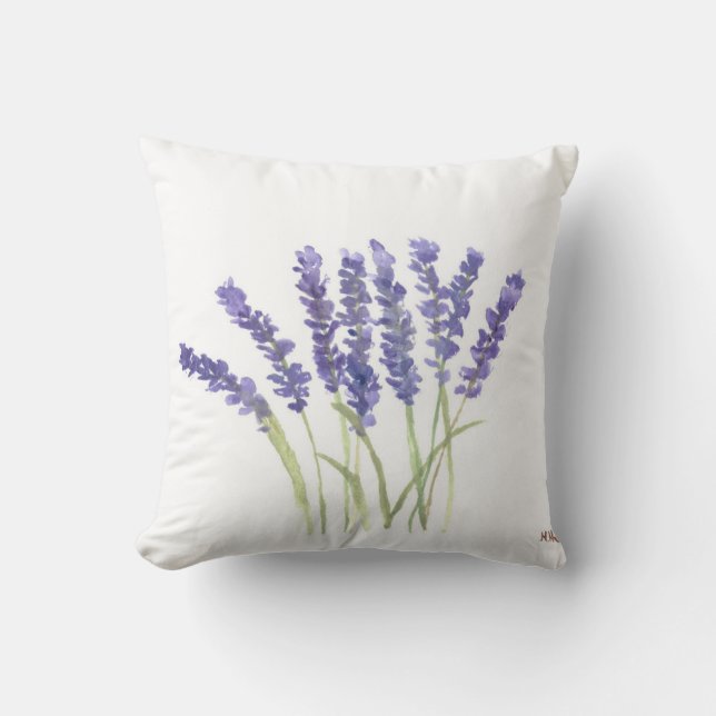 Lavender flowers watercolor herbs purple Violet Cushion (Front)