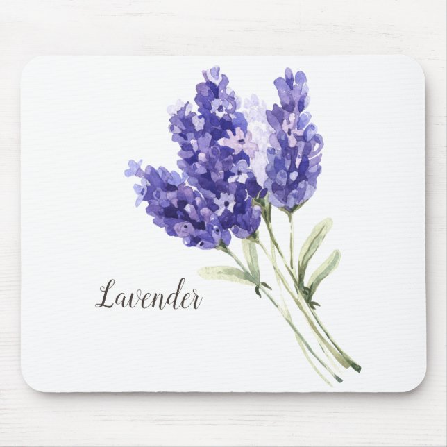 Lavender Flowers Watercolor Mouse Pad (Front)