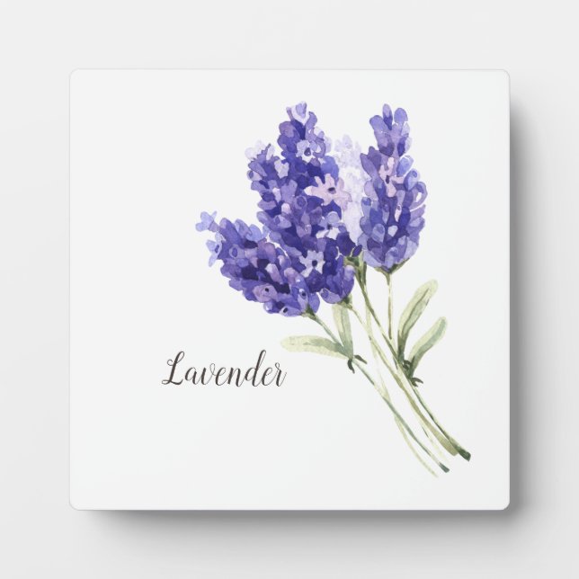 Lavender Flowers Watercolor Plaque (Front)