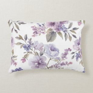 Lavender Flowers Watercolor Purple Botanical Decorative Cushion