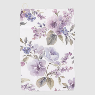 Lavender Flowers Watercolor Purple Botanical Golf Towel
