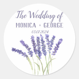 Lavender flowers watercolor rustic herbs classic round sticker