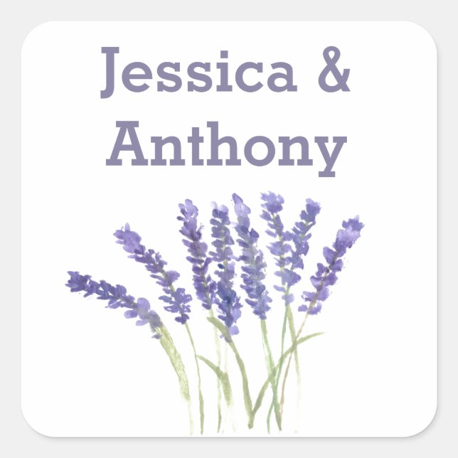 Lavender flowers watercolor rustic herbs square st sticker (Front)