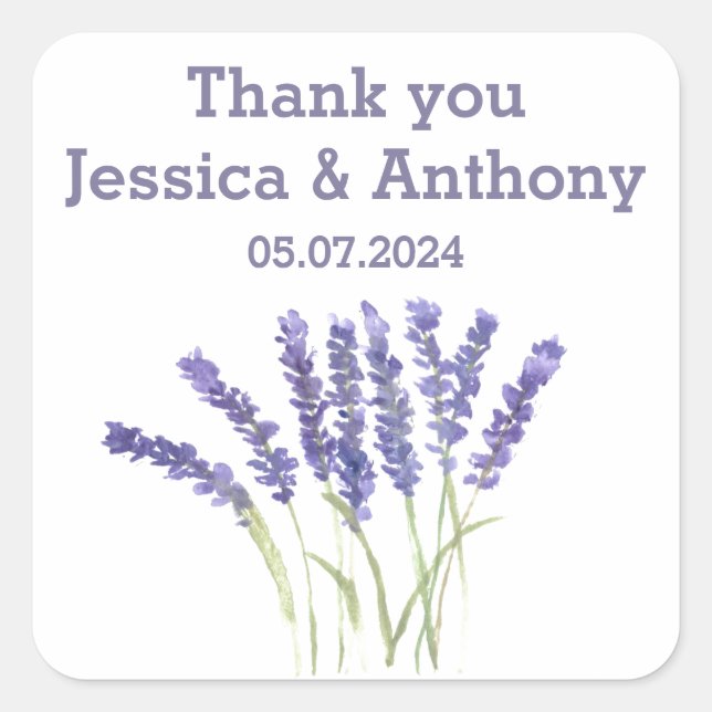Lavender flowers watercolor rustic herbs square sticker (Front)