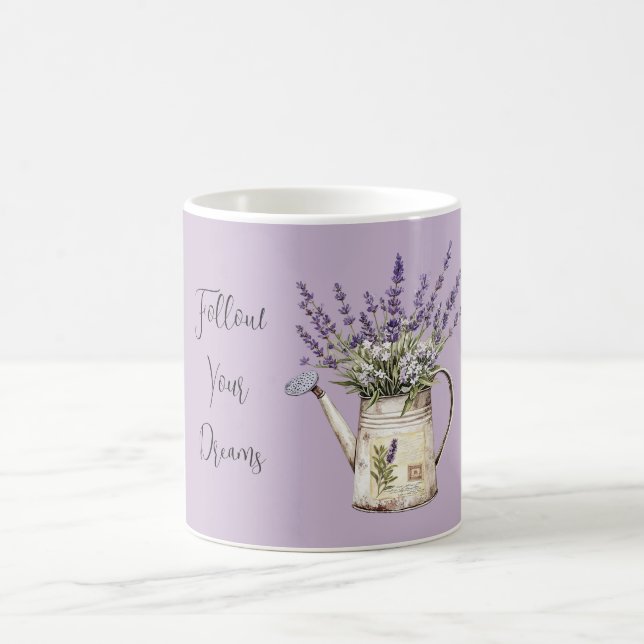 Lavender Flowers Watering Can Coffee Mug (Center)