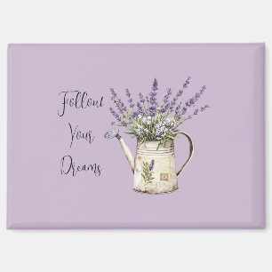 Lavender Flowers Watering Can Magnet