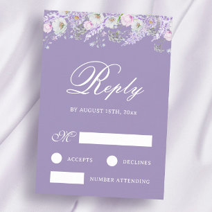 Lavender Flowers Wedding RSVP Card