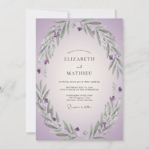 Lavender Foliage Dusty Eucalyptus Wedding Invitation