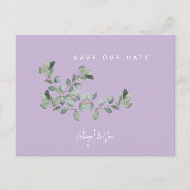  Lavender & Foliage Wedding Save the Date  Postcard (Front)