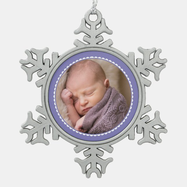 Lavender framed photo snowflake pewter christmas o snowflake pewter christmas ornament (Front)