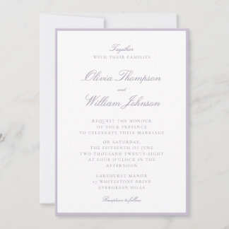 Lavender Framed Wedding Invitation